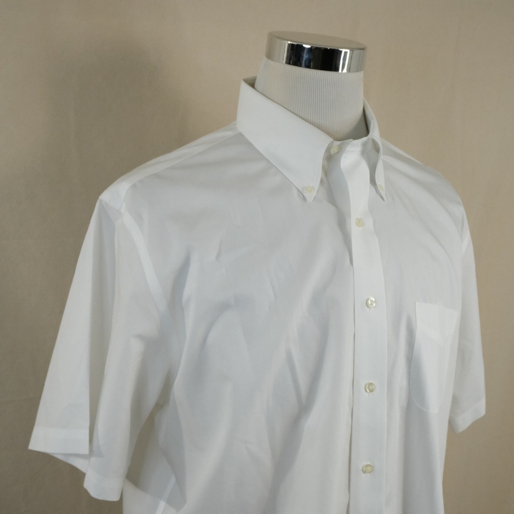 Brooks Brothers 17.5 Regent Dress Shirt All White Non-Iron Supima Cotton Mens